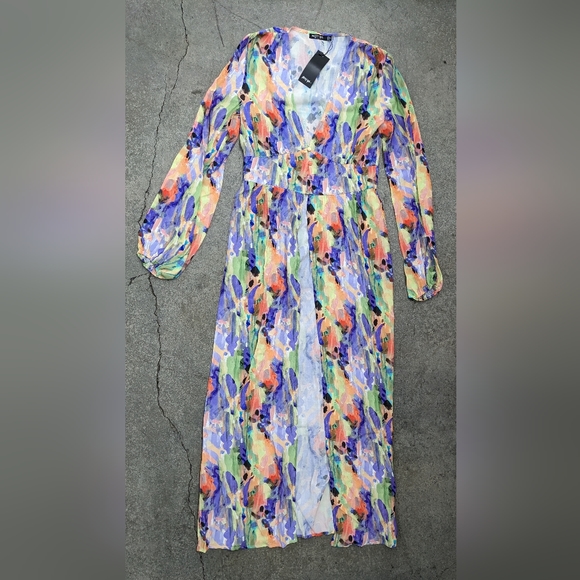 Abstract Printed Button Down Maxi Top - Picture 2 of 9